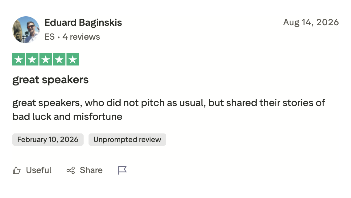 Client review on Trustpilot