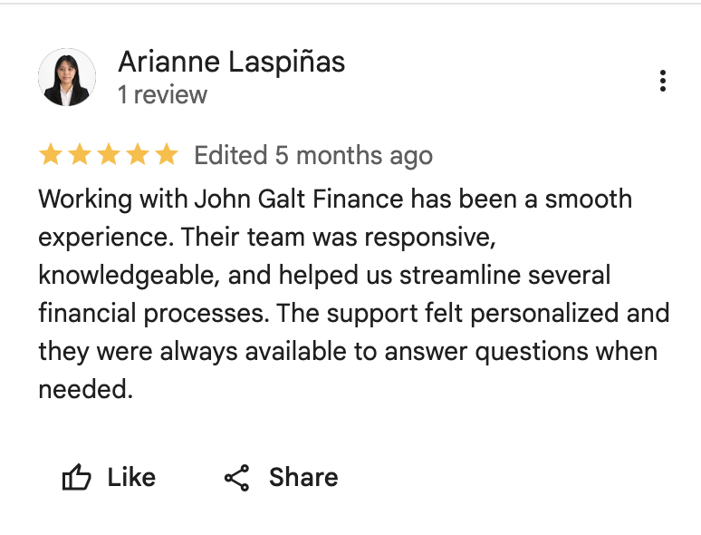 Client review on Trustpilot
