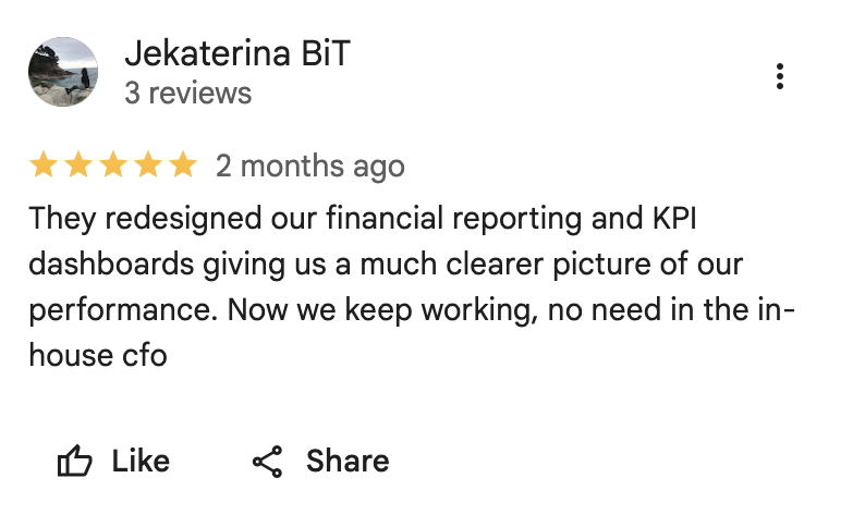 Client review on Trustpilot