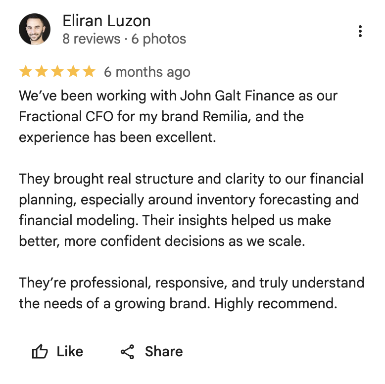 Client review on Trustpilot