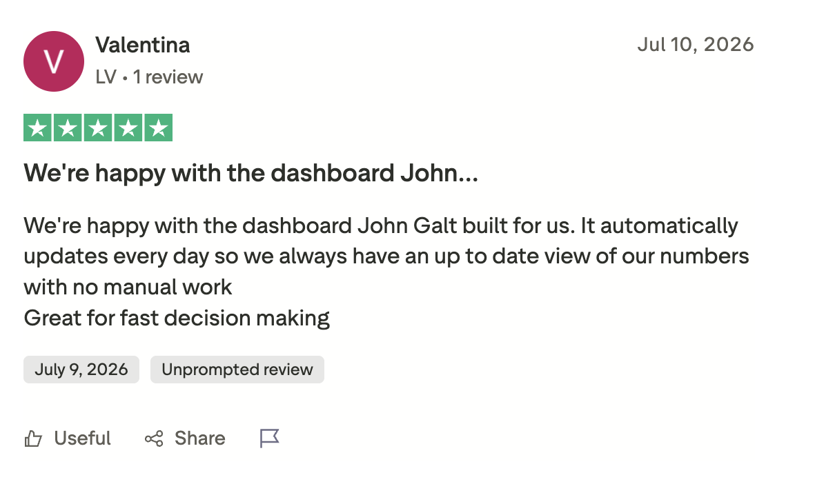 Client review on Trustpilot