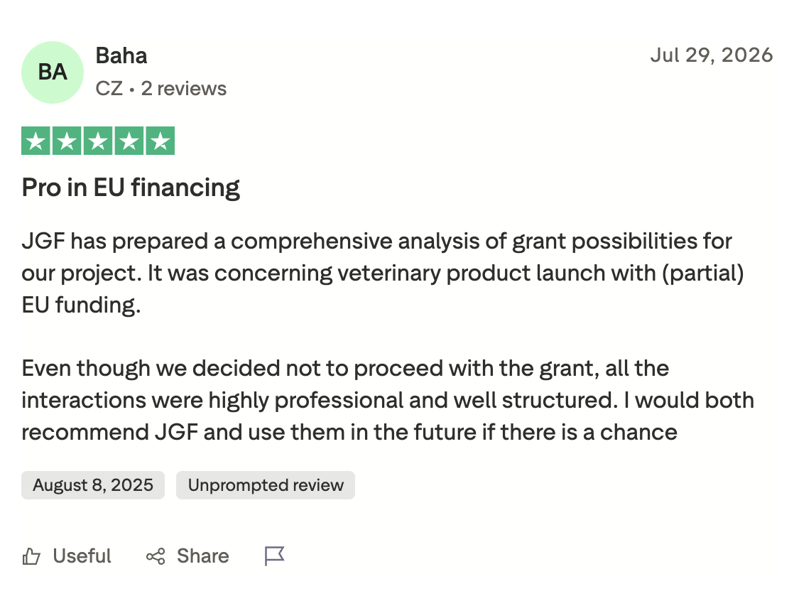 Client review on Trustpilot