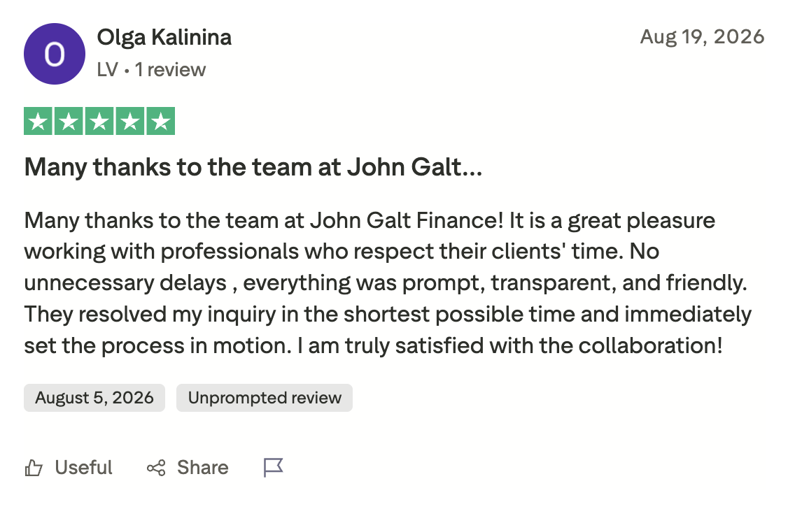 Client review on Trustpilot