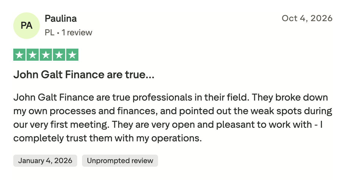 Client review on Trustpilot