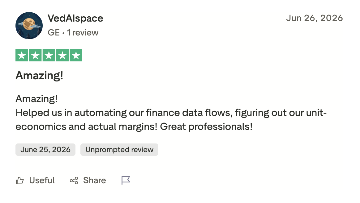 Client review on Trustpilot