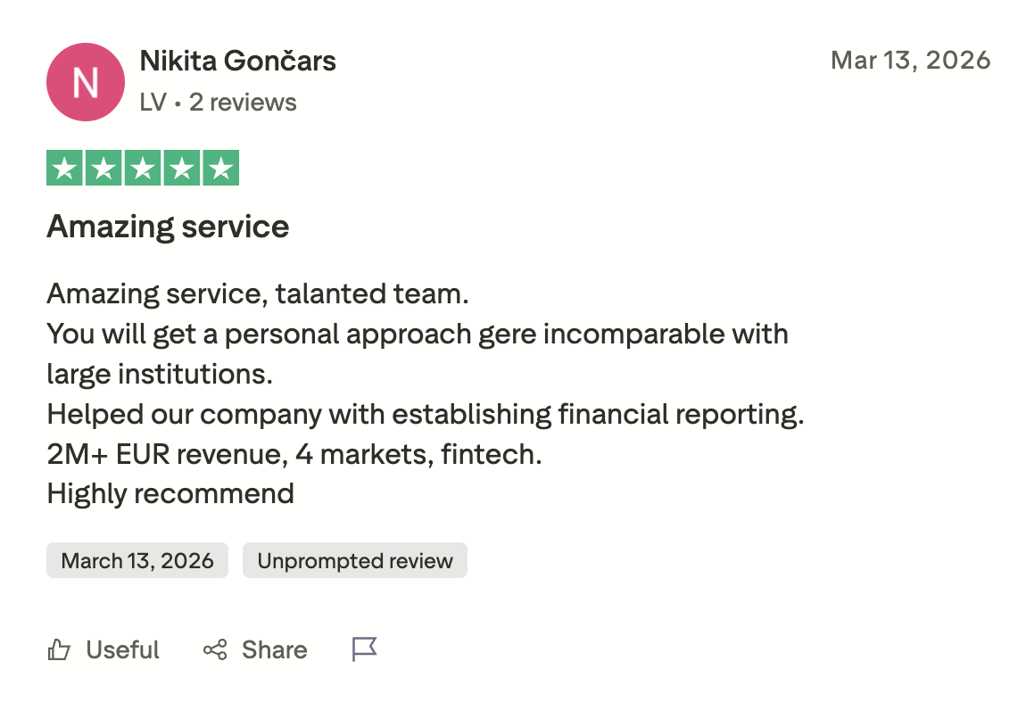 Client review on Trustpilot