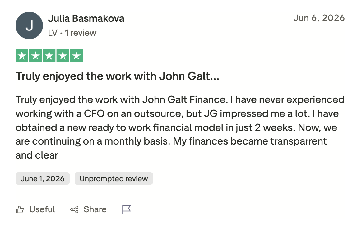 Client review on Trustpilot